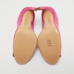 Roger Vivier Pink Suede Chain Detail Round Toe Pumps Size 39
