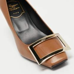 Pre Owned Roger Vivier Brown Leather Trompette Pumps Size 35