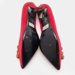 Roger Vivier Red Satin Crystal Embellished Flower Strass Buckle Pumps Size 39