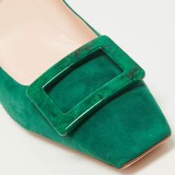 Roger Vivier Green Suede Belle Block Heel Pumps Size 42
