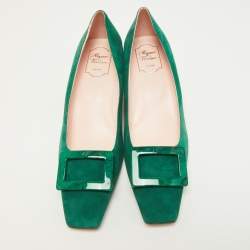 Roger Vivier Green Suede Belle Block Heel Pumps Size 42