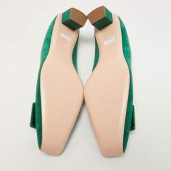 Roger Vivier Green Suede Belle Block Heel Pumps Size 42