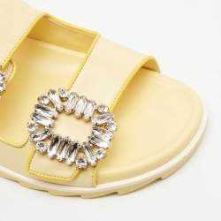 Roger Vivier Yellow Leather Slidy Viv Slides Size 36