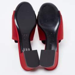 Roger Vivier Red Satin Crystal Embellished Slide Size 36