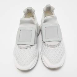 Pre Owned Roger Vivier Grey/White Mesh and Neoprene Viv Run Sneakers Size 37