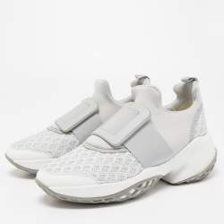 Pre Owned Roger Vivier Grey/White Mesh and Neoprene Viv Run Sneakers Size 37