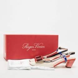 Pre Owned Roger Vivier Multicolor Patent Leather Buckle Details Slingback Pumps Size 35