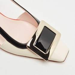 Pre Owned Roger Vivier Multicolor Patent Leather Buckle Details Slingback Pumps Size 35