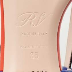 Pre Owned Roger Vivier Multicolor Patent Leather Buckle Details Slingback Pumps Size 35