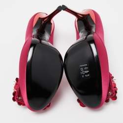 Roger Vivier Pink Satin Embellished Platform Pumps Size 36.5