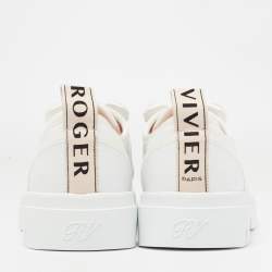 Pre Owned Roger Vivier White Leather Vivier Desert Slip On Sneakers Size 36