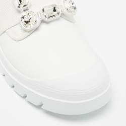 Pre Owned Roger Vivier White Leather Vivier Desert Slip On Sneakers Size 36