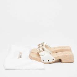 Roger Vivier White Leather Slides Size 36