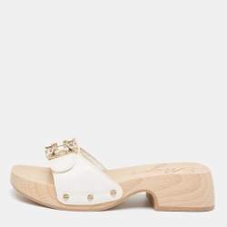 Roger Vivier White Leather Slides Size 36