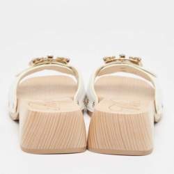 Roger Vivier White Leather Slides Size 36