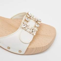 Roger Vivier White Leather Slides Size 36