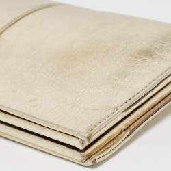 Pre Owned Roger Vivier Gold Leather Crystals Embellished Pilgrim Clutch