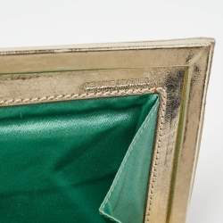 Pre Owned Roger Vivier Gold Leather Crystals Embellished Pilgrim Clutch