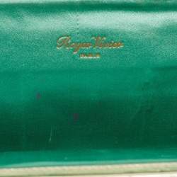 Pre Owned Roger Vivier Gold Leather Crystals Embellished Pilgrim Clutch