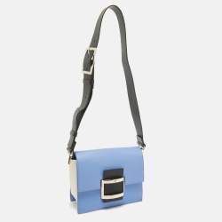 Roger Vivier Blue/White Leather Flap Shoulder Bag