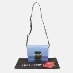 Roger Vivier Blue/White Leather Flap Shoulder Bag