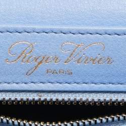 Roger Vivier Blue/White Leather Flap Shoulder Bag