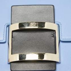 Roger Vivier Blue/White Leather Flap Shoulder Bag