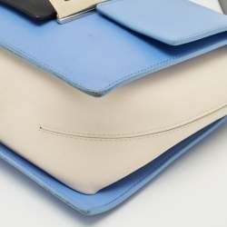 Pre Owned Roger Vivier Tricolor Leather Viv Flap Shoulder Bag