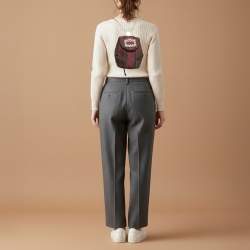 مملوكة مسبقًا حقيبة ظهر روجر فيفييه بروش قماش أرجواني/أسود بسلسلة شد