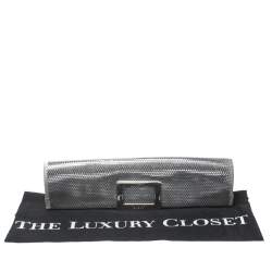 Pre Owned Roger Vivier Metallic Silver Satin Belle Clutch