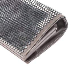 Pre Owned Roger Vivier Metallic Silver Satin Belle Clutch