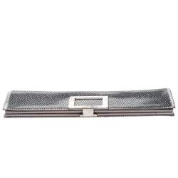 Pre Owned Roger Vivier Metallic Silver Satin Belle Clutch