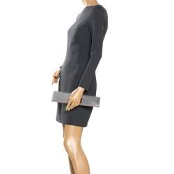 Pre Owned Roger Vivier Metallic Silver Satin Belle Clutch