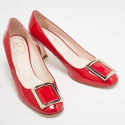 Pre Owned Roger Vivier Red Patent Belle Pumps Size 39