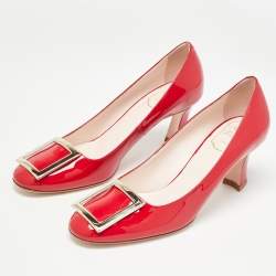 Pre Owned Roger Vivier Red Patent Belle Pumps Size 39