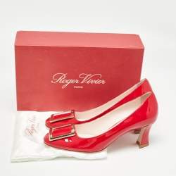 Pre Owned Roger Vivier Red Patent Belle Pumps Size 39