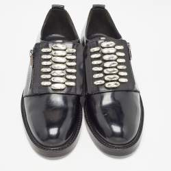 Roger Vivier Black Leather Crystal Embellished Oxfords Size 36