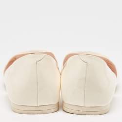Pre Owned Roger Vivier Cream Patent Leather Trompette D'orsay Flats Size 40.5