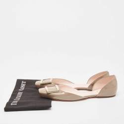 Pre Owned Roger Vivier Grey Patent Leather Trompette D'orsay Flats Size 40.5