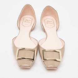 Pre Owned Roger Vivier Grey Patent Leather Trompette D'orsay Flats Size 40.5