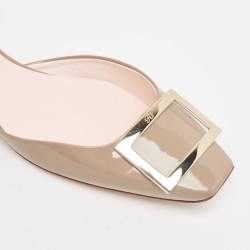 Pre Owned Roger Vivier Grey Patent Leather Trompette D'orsay Flats Size 40.5