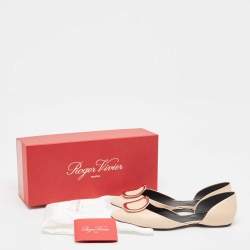 Roger Vivier Beige Leather Choc Ballet Flats Size 38