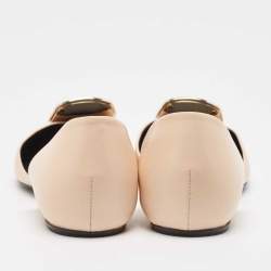 Roger Vivier Beige Leather Choc Ballet Flats Size 38