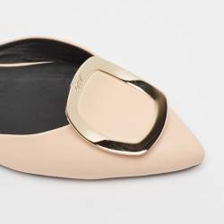 Roger Vivier Beige Leather Choc Ballet Flats Size 38