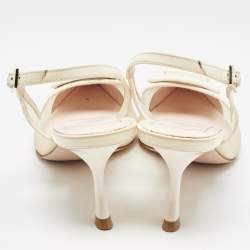 Pre Owned Roger Vivier Cream Patent Leather and Mesh Viv in the City Pumps Size 36