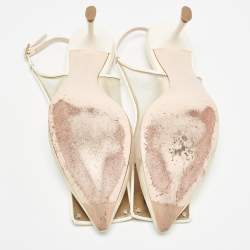 Pre Owned Roger Vivier Cream Patent Leather and Mesh Viv in the City Pumps Size 36