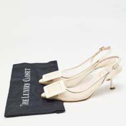 Pre Owned Roger Vivier Cream Patent Leather and Mesh Viv in the City Pumps Size 36