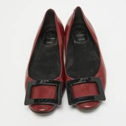 Roger Vivier Burgundy Patent Leather Trompette Ballet Flats Size 36