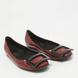 Roger Vivier Burgundy Patent Leather Trompette Ballet Flats Size 36