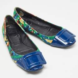 Roger Vivier Multicolor Printed Canvas and Patent Gommette Ballet Flats Size 36